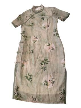 Sage Green Traditional Chinese Silk Dress XL (Fits M)
